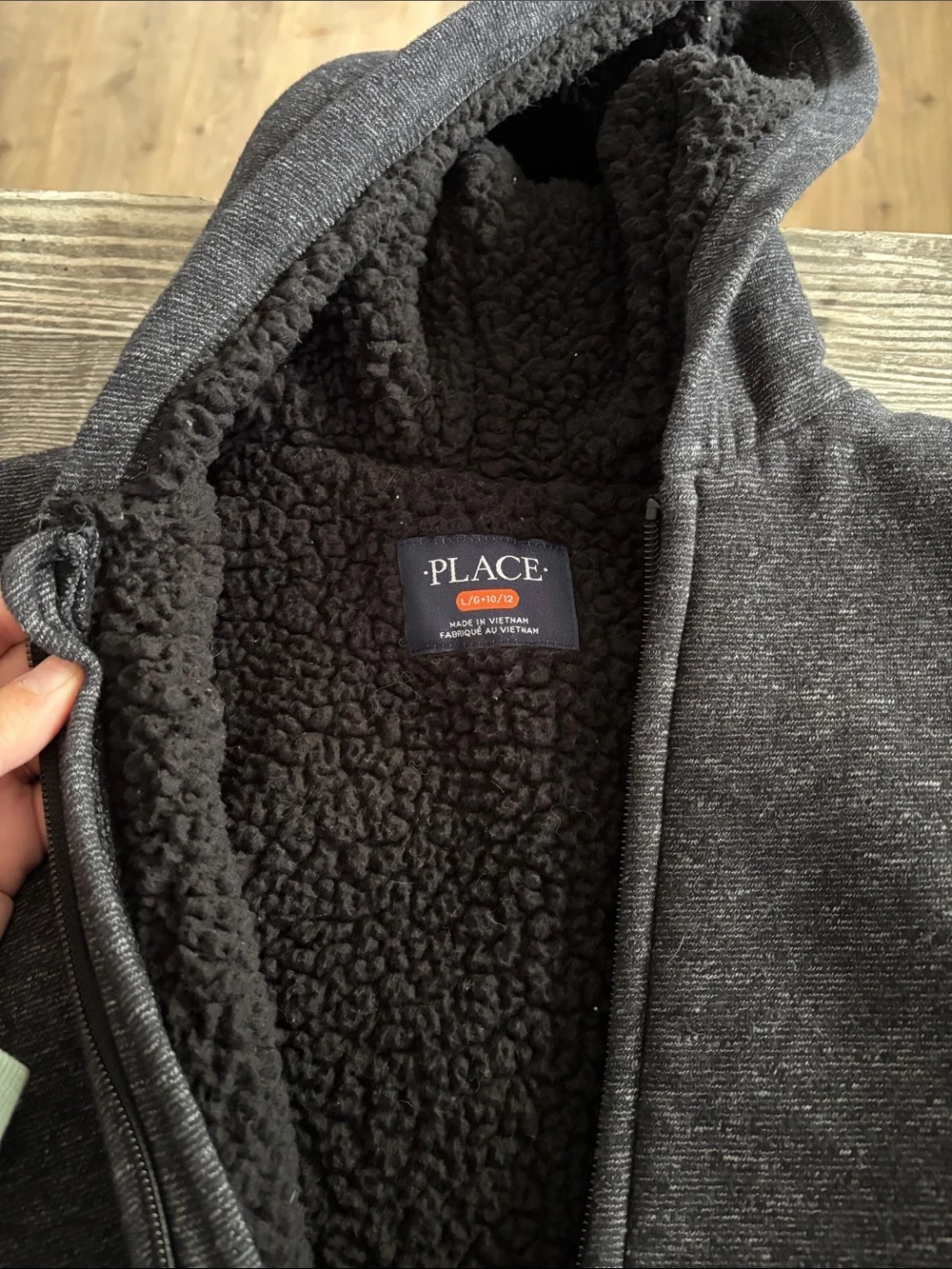 The Children's Place Dark Gray Sherpa-Lined Hooded Jacket